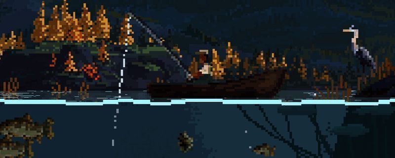 《Cast n Chill》游戏画面展示，角色正在进行钓鱼操作，水面波光粼粼