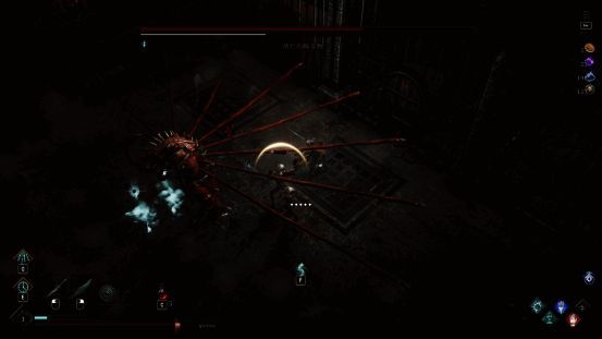 游戏战斗画面，角色手持武器与敌人激烈对抗，特效华丽