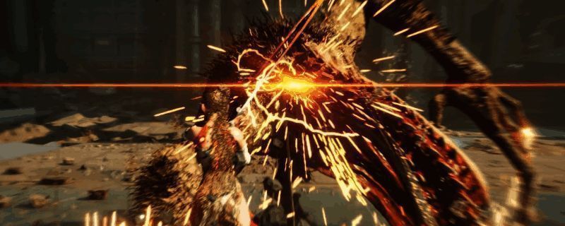 游戏中角色正在进行格挡操作，手持武器做出防御姿态