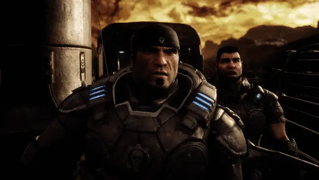 《战争机器:重装上阵》测试画面,角色在激烈战斗中