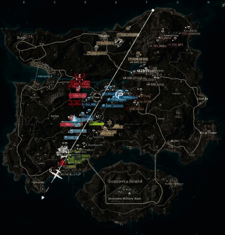 R2跳点布局体现各队不同战术风格,TCY选择中心区域降落