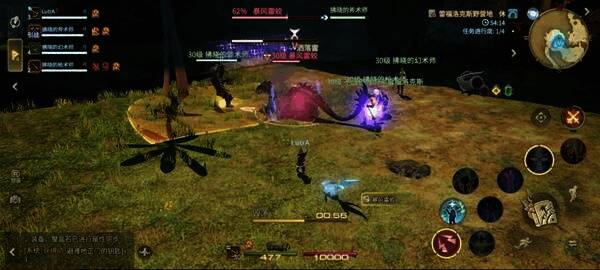 团队协作战斗截图，角色技能特效华丽，展现精彩操作时刻