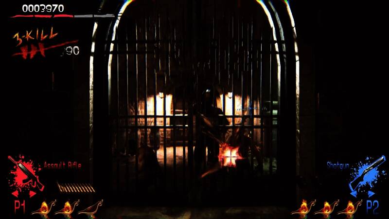 两名特工在昏暗巷道中背靠背站立,准备迎敌