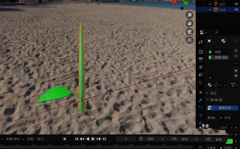 Blender界面右侧显示已添加的空物体——球形图标