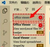 在VSCode扩展市场中搜索“office viewer”的界面截图，搜索结果清晰展示在下方