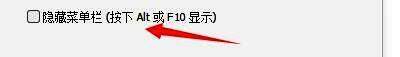 隐藏菜单栏选项已被勾选，确定按钮位于窗口右下角