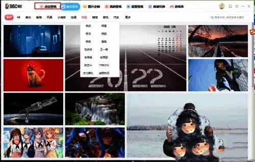 小鸟壁纸动态壁纸专区界面展示，页面中央为多个动态壁纸预览图