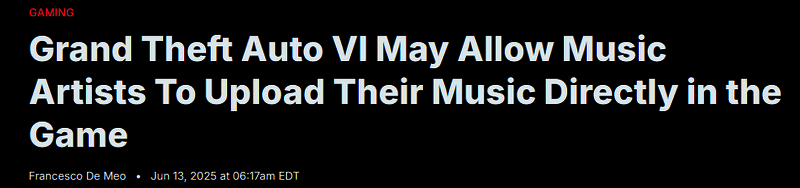 《GTA6》角色在夜色中驾驶跑车,车内播放着热门RAP歌曲