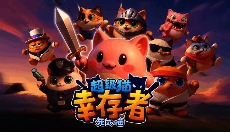 游戏封面图,一只可爱的卡通猫咪手持武器,背景为科幻风格的星球与植物根系交织的场景