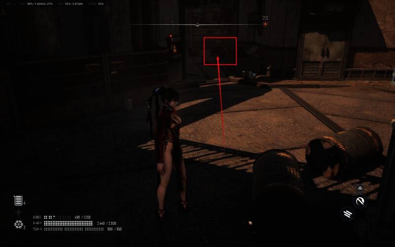 宝箱所在小巷全景，右侧可见目标宝箱