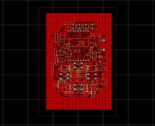 PCB顶层铺地示意图,线条清晰勾勒出铺地区域
