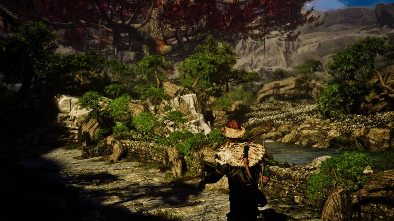 主角与部落长老交谈,周围是热情围观的村民