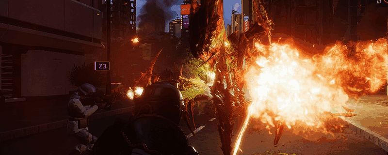 游戏中多人组队执行任务的画面，角色身穿战斗服，手持武器在战场中协同推进