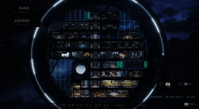 角色在夜晚的外星地表行走,天空中闪烁着异常的光晕与星云