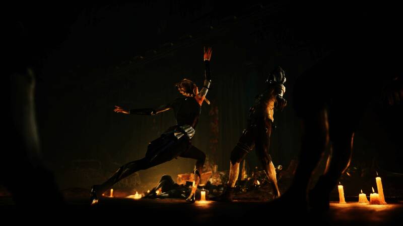 公主在空中翻转躲避敌人攻击，动作优美流畅