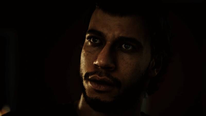 《心之眼》游戏画面，昏暗的场景中角色动作略显僵硬，画面质感粗糙