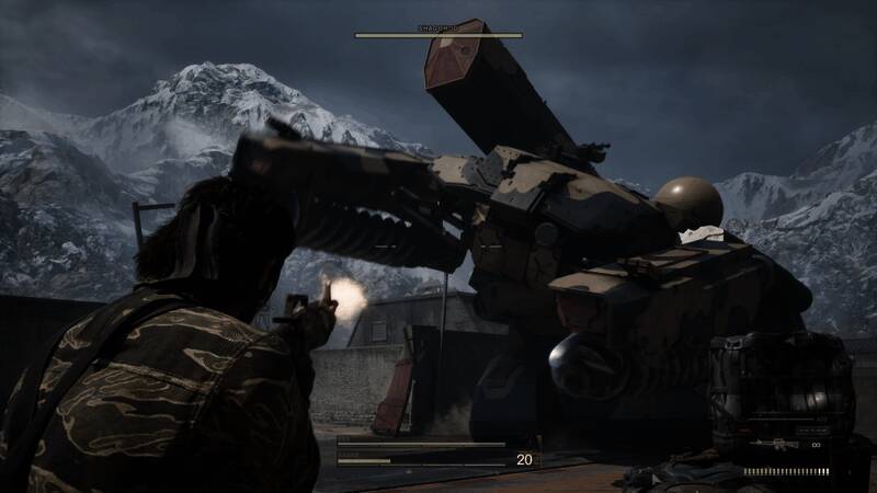 角色手持武器穿越丛林，动作流畅自然