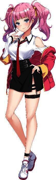 秋岛日和角色设计图，朋克装扮下藏着俏皮笑容