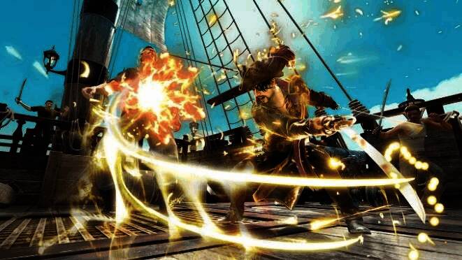 游戏场景中的海盗战斗与岛屿探索画面