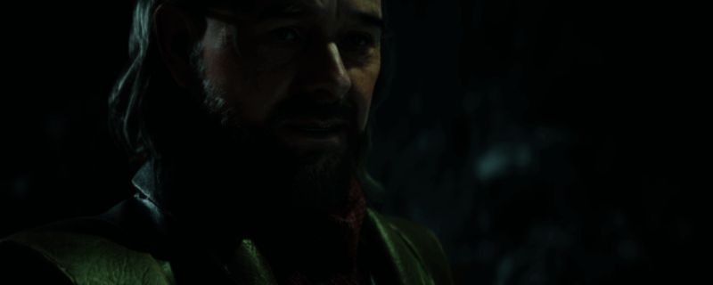 游戏主视觉图展示主角手持武器，在废墟中仰望天空的场景