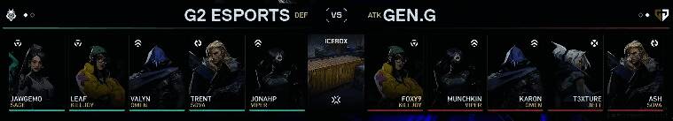 G2选手在森寒冬港地图上的英雄选择界面展示