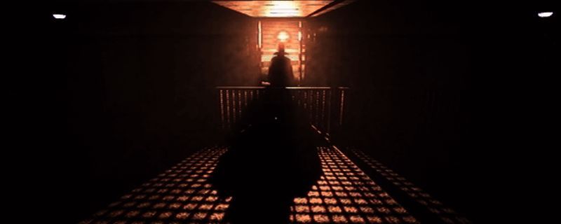 《夜勤旅店》游戏封面展示,黑暗风格的旅馆走廊场景,气氛压抑神秘