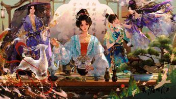 心王·点翠涛外观试穿图,服饰色彩淡雅,细节精致展现古风韵味