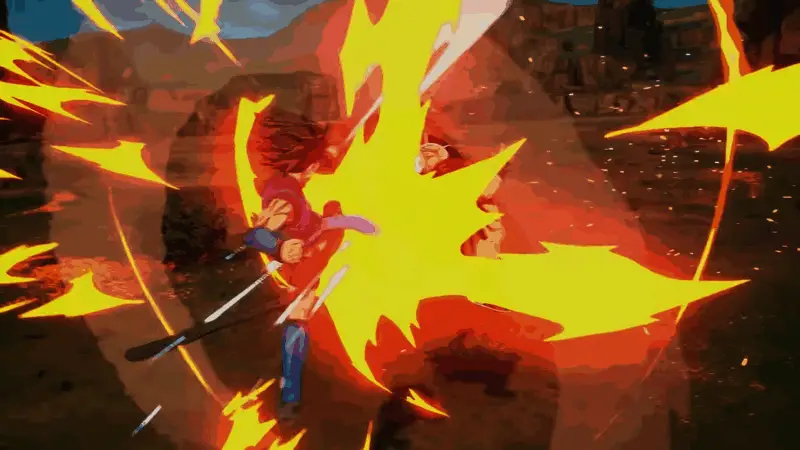 空中连续重拳打击对手,周围气流剧烈震荡