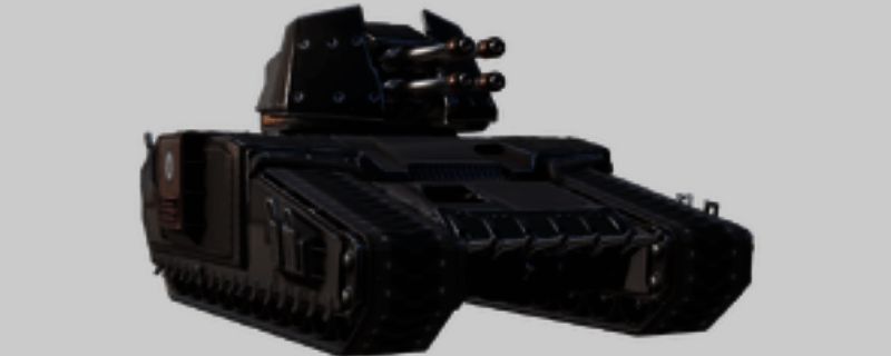 《绝地潜兵2》中粉碎者坦克的战斗场景，炮台高速旋转，四联机枪火力全开