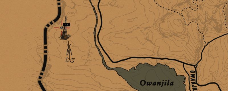 富饶地标藏宝图1的具体位置标注,显示欧万吉拉湖周边地形