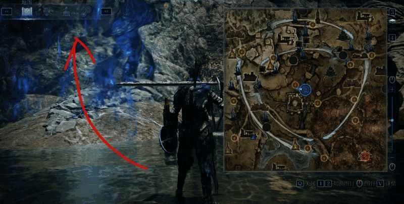 角色站在上升气流中,周围漂浮着多个卢恩奖励特效