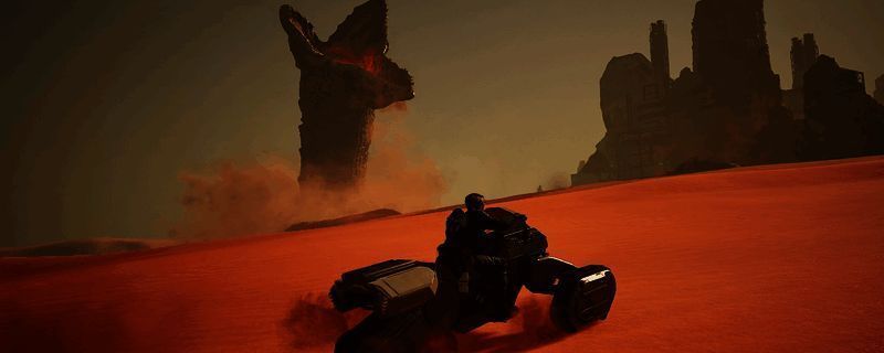 游戏内资源采集场景展示，角色正在沙漠中操作设备进行矿物提取