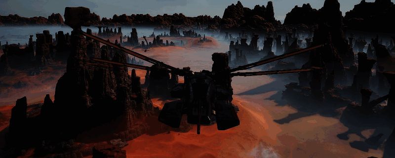 游戏中玩家建造基地的场景,基地周围分布着水源、贸易站和矿产资源