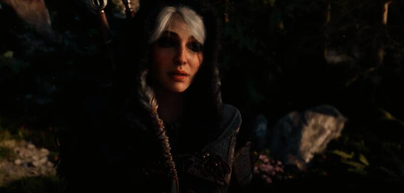 《巫师4》虚幻5技术演示画面，光影细节极其细腻，角色建模栩栩如生