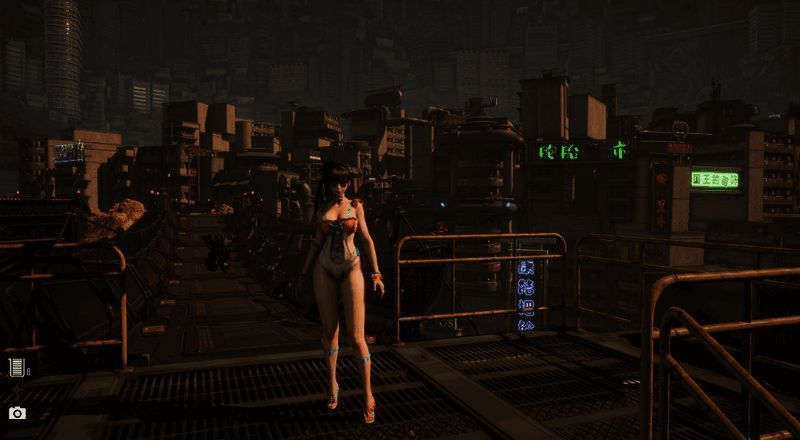 海潮女仆服装正面展示图,蓝色调为主,带有波浪纹理装饰