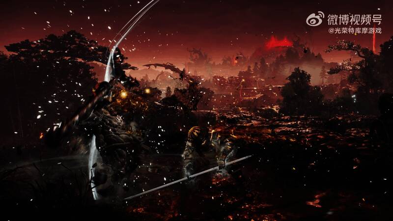 武士风格战斗截图,角色手持大刀迎战巨型BOSS