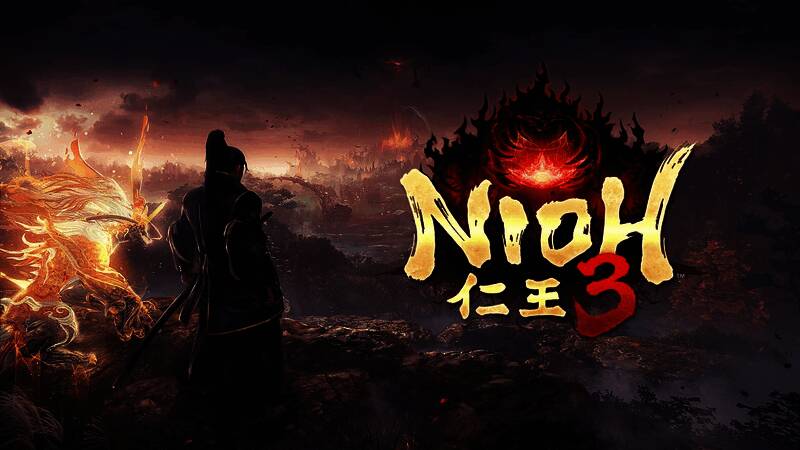 武士与敌人激烈对决,背景为战国废墟战场