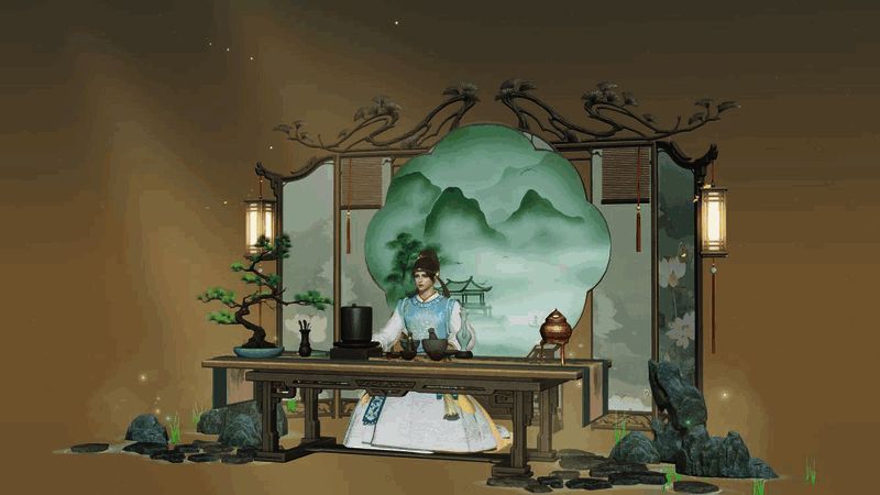 茶百戏最终效果展示,茶汤上的山水画卷清晰可见