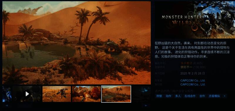 Steam平台上《怪物猎人:荒野》用户评价截图,红色差评标签醒目突出