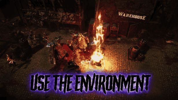 主角团在昏暗街道上与巨型怪物对峙,气氛压抑而紧张