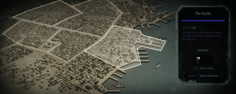 《噩梦边境》游戏场景截图,昏暗森林中隐约可见诡异建筑轮廓