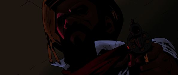 主角帕杰乌手持武器站在废墟中,身后是燃烧的城市与扭曲的时间之钟