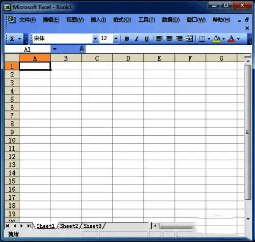 Excel 2003软件界面展示，清晰可见工具栏与单元格区域