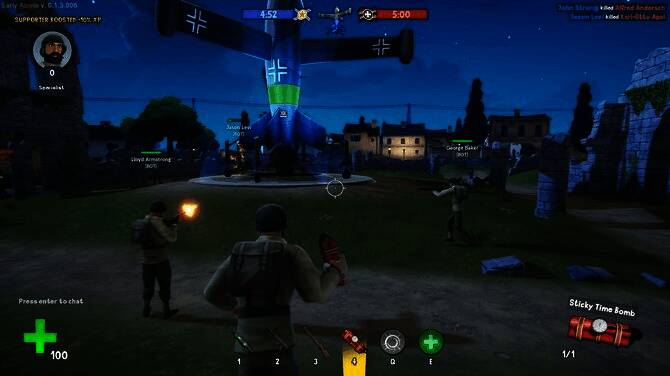 《Heroes of Valor》战斗画面截图，展现士兵在战场中激烈交火的场景