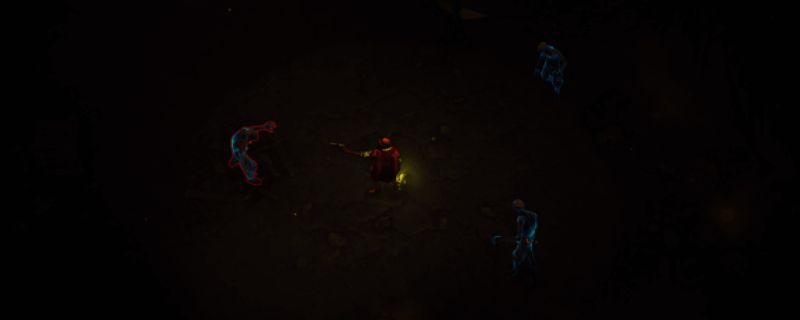 《地狱丧钟》游戏场景截图，黑暗风格画面中角色手持武器面对神秘生物