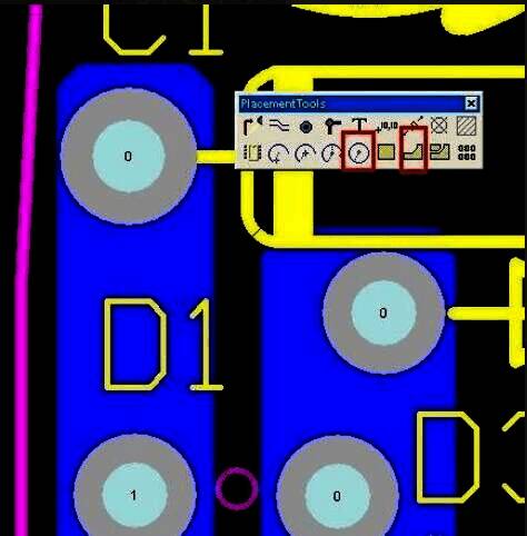 焊盘间距检测圆形参考线绘制示例