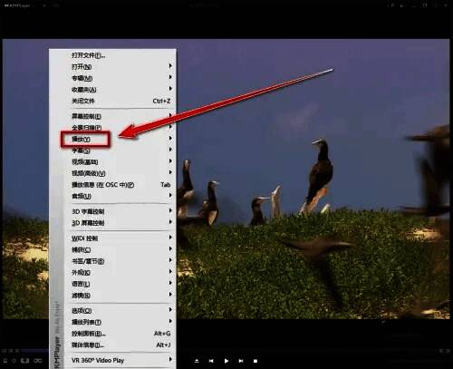 播放子菜单界面,展示加速、减速等多个播放控制选项