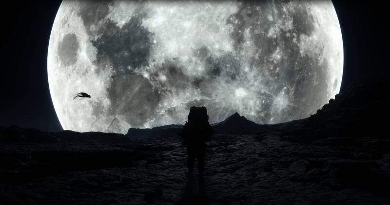 《死亡搁浅2》游戏测试画面,角色在荒野中前行,环境细节逼真