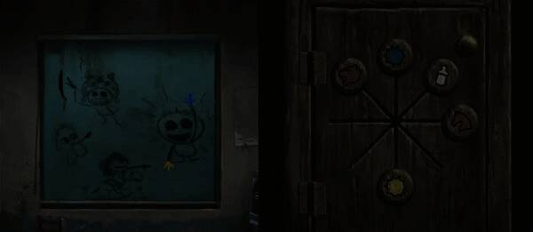 窗户上的谜题图案特写