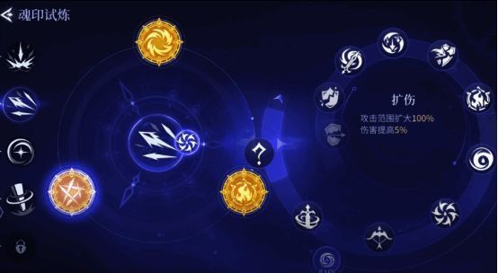 输出系魂印搭配示意图,左侧为初始魂印选择,右侧为进阶后搭配方案